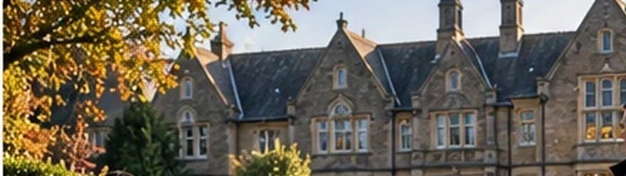 A Victorian school building in autumn light
